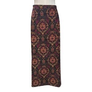 Briggs New York Womens Vintage 90s Faux Suede Paisley Long Skirt Plus Sz 20W